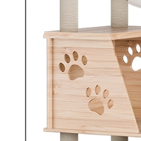 Arbre à chat en MDF à 4 niveaux, tour d'escalade, poteaux à gratter en jute, hamac en polaire, espace privé antidérapant pour chats d'intérieur