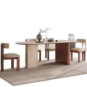 Ensemble table et chaises ovales en bois massif, 6 pièces, durable, pour salle à manger - Product Image 5