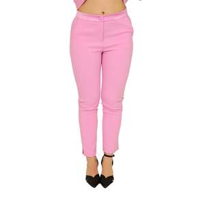 Pantalon pour femme rose ciel taille haute coupe slim longueur courte décontracté - Product Image 1