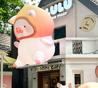 Pig Family Cartoon Character Inflatable 3m rose pour événement - Vente chaude - Personnage de dessin animé cochon rose gonflable pour la publicité
