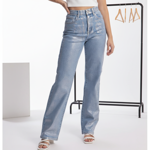 <span class=keywords><strong>Jean</strong></span> en denim délavé bleu clair pour <span class=keywords><strong>femme</strong></span>, coupe droite, effet vieilli, avec élasticité quadridirectionnelle, qualité supérieure, collection 2026, style Amérique/Mexique - Product Image 1