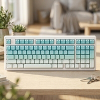 Teclado Mecánico Personalizado Zornher ZH980 Minty Meow TKL, Retroiluminación RGB, Interruptores Intercambiables en Caliente, Perfil de Sonido Cremoso, Inalámbrico de 2.4GHz