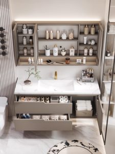 Oak painted slate hot-bent integrated basin bathroom cabinet bathroom washbasin washbasin basin combination - Product Image 5