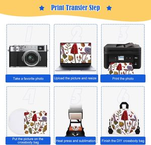 Sacs de sublimation, sac à dos rond, sac bandoulière, sac messager, impression par transfert thermique, logo, image, cadeau DIY pour la famille et les amis - Product Image 5