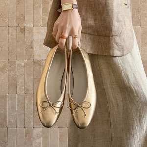 Single shoes for women <b>flat</b> sole spring new product genuine leather with butterfly knots on both the inside outside ballet shoes - Product Image 4