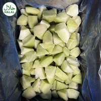 Melon Hami et melon cantaloup IQF surgelés en dés, chair naturelle douce et orangée, carton de 10 kg en vrac pour smoothies et desserts