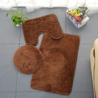 Maßgefertigtes 3-teiliges Ovales Badematten-Set 100% Polyester Haustierfreundlich Moderne Schlichtheit Badezimmerteppich mit Rutschfester Rückseite