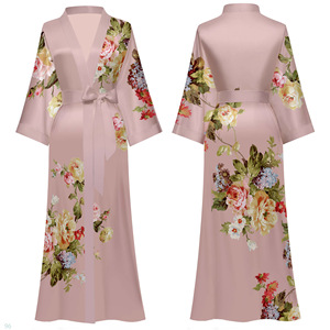 Prêt à expédier nouveau marine Satin surdimensionné pyjamas chemise de nuit <span class=keywords><strong>pour</strong></span> les femmes mince longue nuit Robe printemps automne maison vêtements taille unique - Product Image 6