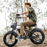 Livraison gratuite aux États-Unis Vélo de montagne électrique à suspension intégrale 7 vitesses avec cadre en acier allié 1000W Freins à disque Pneus larges 20'' 48V 30 mph