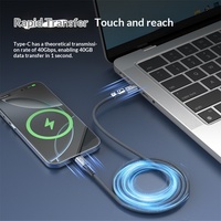 Kabel Data USB4 Bahan Anyaman 240W Pengisian Cepat Dual Type-C 40G Kecepatan Tinggi 8K60Hz Mirroring Layar Fungsi Lengkap Thunderbolt