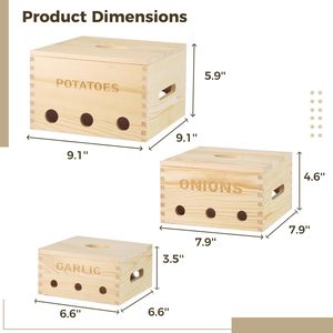 Bacs <span class=keywords><strong>de</strong></span> rangement rectangulaires en <span class=keywords><strong>bois</strong></span> <span class=keywords><strong>de</strong></span> grande capacité boîtes <span class=keywords><strong>de</strong></span> rangement décoratives pour la maison légumes <span class=keywords><strong>pomme</strong></span> <span class=keywords><strong>de</strong></span> <span class=keywords><strong>terre</strong></span> oignon ail fruits fée empilable - Product Image 2
