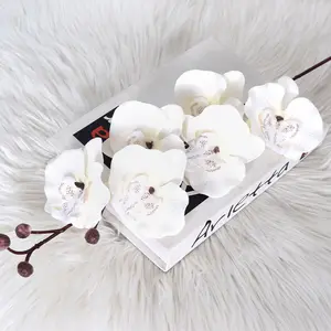 Ponta de orquídea artificial com toque real, haste de borboleta para decoração de casamento e decoração interna, preço em atacado