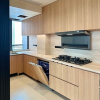 Mueble de Cocina Modular de Madera Moderna Personalizado, Gabinete de Cocina Simple para el Hogar, Gabinete de Tablero de Bloques