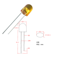 Diode LED ovale traversante de 5 mm, super lumineuse, 5 V, 0,06 W, jaune, rouge, vert, bleu, certifiée RoHS, vente en gros d'usine