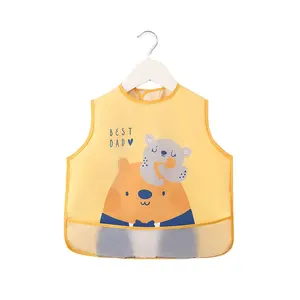 Groothandel Custom Logo Kids Waterdichte Mouwloze Kinderen Schorten Mode Voeding Spelen Goedkope Cartoon Baby Schort