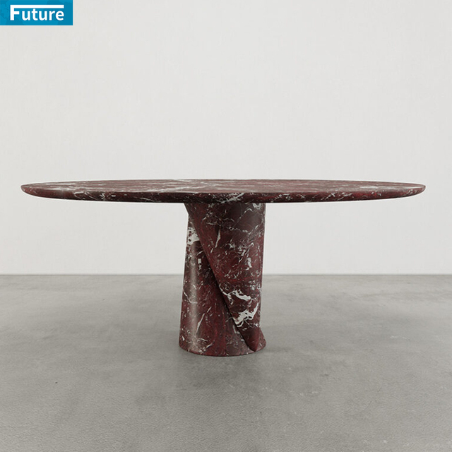Rosa Levanto Red Marble Oval Round Dining Table Good Quality Modern Marble for Base Dining Table Designs for Dining Room
