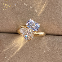 Bague de fiançailles de luxe en diamant bleu cultivé en laboratoire pour femme, argent 925, certification IGI, deux pierres, diamant de laboratoire, bijoux fins