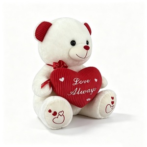 Ours en peluche personnalisé, ours en peluche adorable, ours en peluche pour la Saint-Valentin, ours en peluche blanc avec cœur rouge - Product Image 1