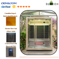 Pemanas Sauna Dalam Ruangan Modern 2026 Listrik 3 Orang Panel Karbon Rendah EMF dengan Lampu 7 Warna untuk Dijual