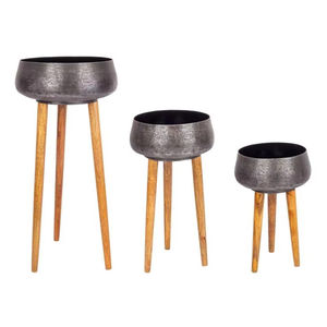 Lot de 3 jardinières rondes en métal, design tendance, pour la décoration de jardin, vendues en gros par des exportateurs - Product Image 2