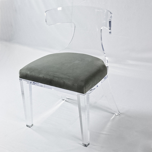 Silla de comedor de acrílico gris humo de alta calidad personalizada silla transparente Lucite salón sala de espera sillas de boda - Product Image 2