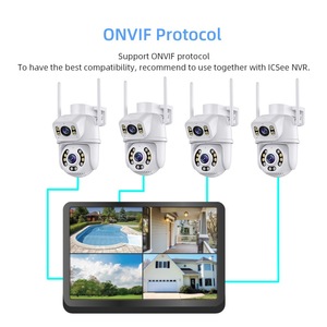 Système <span class=keywords><strong>de</strong></span> caméra <span class=keywords><strong>de</strong></span> <span class=keywords><strong>surveillance</strong></span> IP WiFi 6MP 4 canaux 2 objectifs intérieur/extérieur avec NVR LCD 10,1 pouces, kit <span class=keywords><strong>de</strong></span> système <span class=keywords><strong>de</strong></span> caméra <span class=keywords><strong>de</strong></span> sécurité sans fil ICSee - Product Image 1