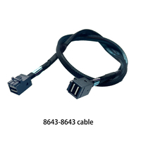 Kabel Data Hengyu Mini SAS SFF-8643 Elbow, Konduktor Tembaga Berlapis Timah, Selubung Nilon, Kepang, PCI-E 4.0 MCIO 4X 4i, Transmisi Cepat, 50CM