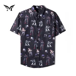 Custom Men's 100% cotton Button Up Hawaiian Digital Print Short Sleeve Full Printing Summer Hawaii Beach Casual Floral Shirts