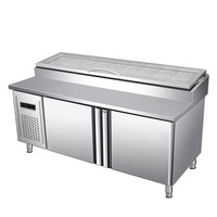 Table de préparation de pizzas réfrigérée commerciale avec portes doubles, dégivrage automatique, plage de température de 2 à 8°C