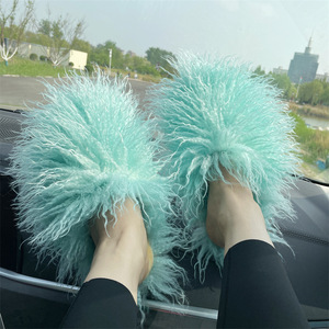 IDOIT – Dernières pantoufles en fourrure pour femmes, fabriquées par le fabricant, chaussures plates en fourrure de <span class=keywords><strong>mouton</strong></span>, pantoufles moelleuses en fourrure, claquettes en fourrure. - Product Image 2