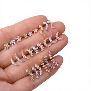 Orecchini <span class=keywords><strong>Piercing</strong></span> in Acciaio Inossidabile <span class=keywords><strong>Argento</strong></span> e Oro Rosa, 3 Colori Misti, per Conch, Helix, Tragus, Daith, 6mm, Regalo di Nozze - Product Image 4