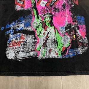 T-shirt Ringer Graphique Statue de la Liberté Effet Délavé Vintage Personnalisé Streetwear Coton Oversize OEM ODM Marque Privée - Product Image 3