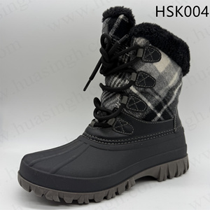 LXG, Bottes <span class=keywords><strong>de</strong></span> <span class=keywords><strong>ski</strong></span> Hua Singh en fourrure synthétique véritable pour régions froides, noir et blanc, tissu à carreaux en flanelle, bottes d'hiver pour la neige <span class=keywords><strong>de</strong></span> 9 pouces, HSK004 - Product Image 4