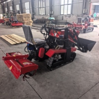 Tracteur agricole à chenilles diesel 25 CV avec pelle avant et rotoculteur arrière, cultivateur agricole 2-en-1 pour labourer et charger