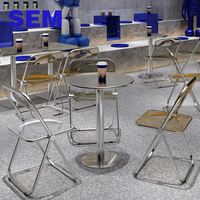 Sedia da Pranzo in Acciaio Inox Stile Industriale SEM per Caffè, Hotel, Scuola, Sedia Pieghevole in Acrilico per Dessert, Arredamento per Ristoranti