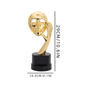 Design élégant Nouveau Trophée en métal en forme de masque avec base en bois pour <span class=keywords><strong>acteur</strong></span> et actrice Prix du thème dramatique JM25 - Product Image 5
