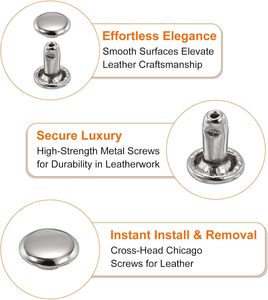 HARFINGTON Sets Chicago Screws Leather Rivets M Inch Belt Binding Metal Screws For Leathercraft Bag Shoes <b>Purse</b> Bookbinding Silv - Product Image 4