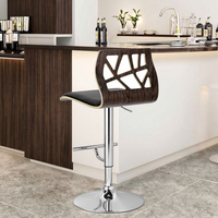 Tabourets de bar au design moderne avec dossier réglable en cuir PU, fonction pivotante, base en métal - Chaises hautes à usage commercial