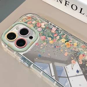 Coque adaptée pour iPhone 16 Pro Max, coque miroir crème - fleurs colorées, coque de téléphone antichoc intégrale - Product Image 3