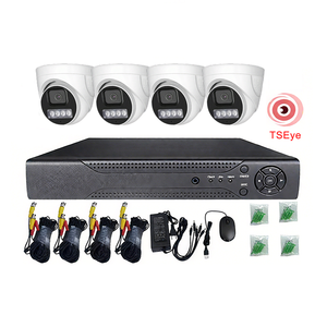 TSEye 4CH AHD DVR ระบบรักษาความปลอดภัยกล้องวงจรปิด กล้องโดม กล้องอนาล็อก การมองเห็นตอนกลางคืน การตรวจจับการเคลื่อนไหว ชุดกล้องวงจรปิดกันน้ำ - Product Image 1