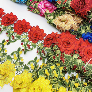 <strong>Wholesale</strong> New 3D Africa Embroidered <strong>Fabric</strong> Flowers Applique <strong>Lace</strong> Trim in Stock - Product Image 3