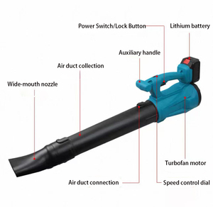 Souffleur à feuilles électrique sans balais à batterie lithium 21V, portable, pour usage domestique, vitesse variable, puissance turbo, vente directe d'usine - Product Image 2