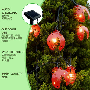 Guirnalda de luces solares con forma de mariquita, decoración para jardín al aire libre, luz nocturna automática LED impermeable con energía solar para patio y jardín - Product Image 3