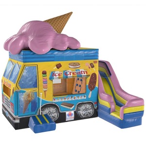 บ้านลมเป่าลมรูปรถขายไอศกรีมพร้อมสไลเดอร์ ปราสาทลมธีมขนมหวาน - Product Image 1