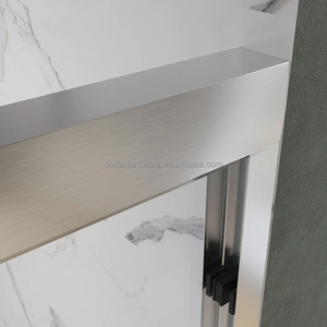Hecho en China Níquel cepillado Baño Fusión Enmarcado Ducha deslizante doble 5/16 "Kit de recinto de puerta de vidrio templado transparente - Product Image 5