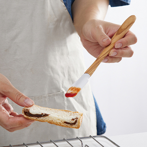 Nhà Tự Nhiên Không Dính Nấu Ăn Nướng Spoonula Jar <span class=keywords><strong>Scraper</strong></span> Silicone Thìa Với Ô Liu Gỗ Xử Lý - Product Image 4