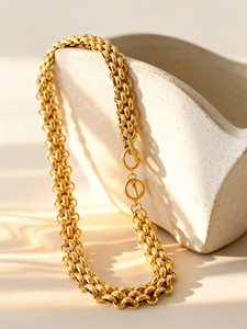 フェニー卸売18KPVDメッキレトロチャンキーステートメントトグルリンクチョーカーチェーンステンレススチールネックレス女性用 - Product Image 3