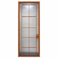 Porte intérieure en aluminium orange avec verre martelé effet vague d'eau, 10 panneaux, cadre fin, avec serrure à clé, décoration intérieure