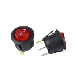 KCD105 round head rocker switch red green yellow colors with led 2position 3pins led lighting boat switch