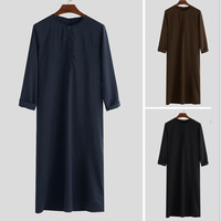 Nouvelle chemise traditionnelle musulmane en coton avec fermeture éclair pour hommes, robe ample pour l'été à Dubaï, Arabie, Malaisie